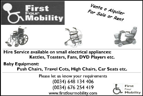 Hire service available for mobility aids, baby equipment and small electrical appliances